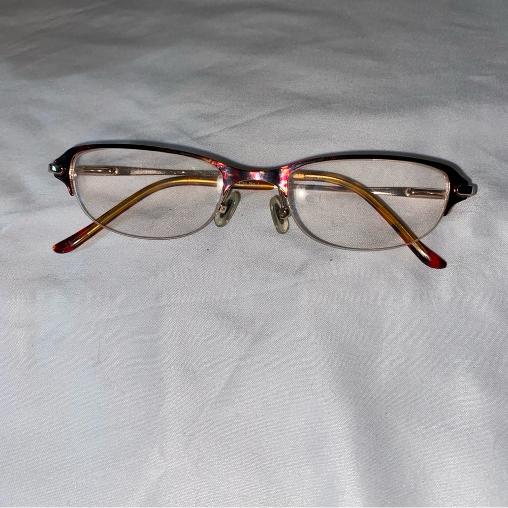 Fossil Women's Red Tortoiseshell Half-Rim Eyeglasses